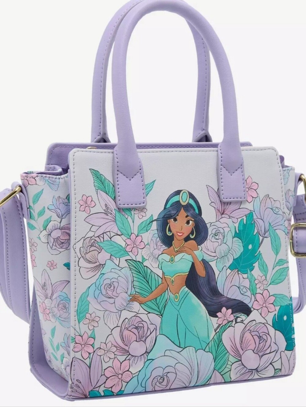 NWT Loungefly Disney Princess Jasmine Floral Mini Satchel Bag